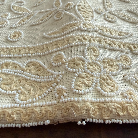 Vintage The Carib Shop Cream Embroidered Women's Bag Made in France - Picture 5 of 6